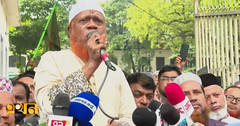 কথা বলছেন ঢাকা মহানগরী দক্ষিণের আমির নূরুল ইসলাম বুলবুল